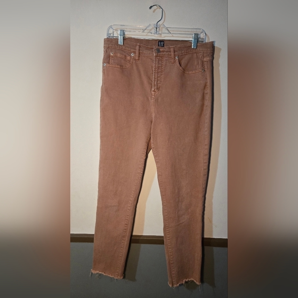 Gap True Skinny Jeans Womens 30 Coral Hi-Rise Distressed Hem
